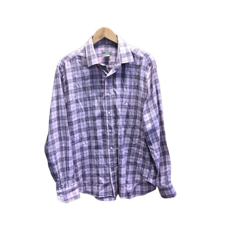 Beretta Pink Navy Plaid Long Sleeve Size 16.5